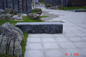 Antique granite cobblestone alongside Granite paving (2)